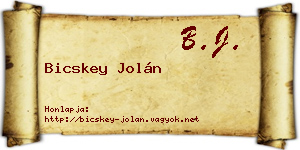 Bicskey Jolán névjegykártya