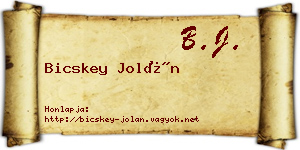 Bicskey Jolán névjegykártya